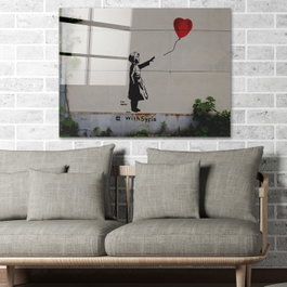 Wallity Cuadro Decorativo Banksy 45 x 65 cm en Vidrio Templado